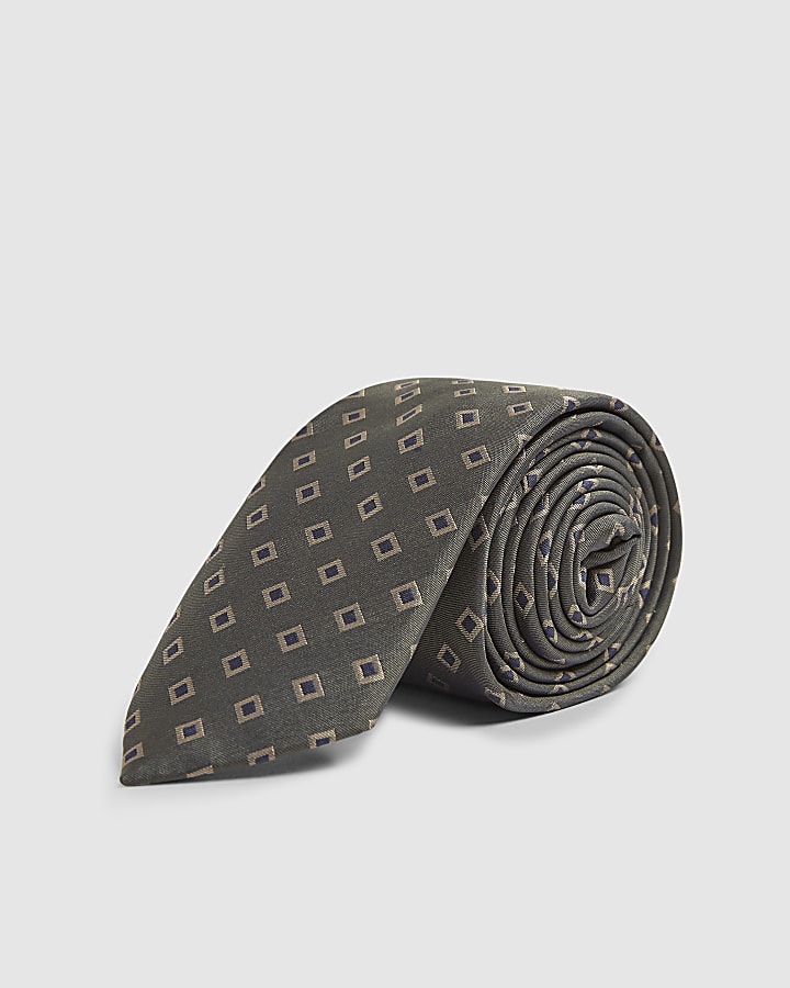River Island Green Tile Print Tie