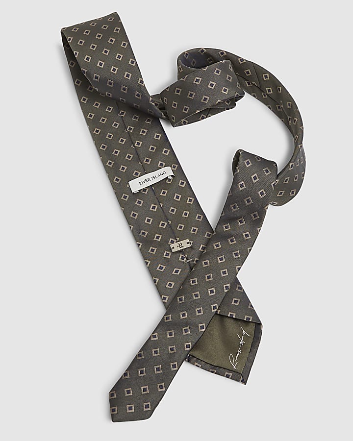 River Island Green Tile Print Tie