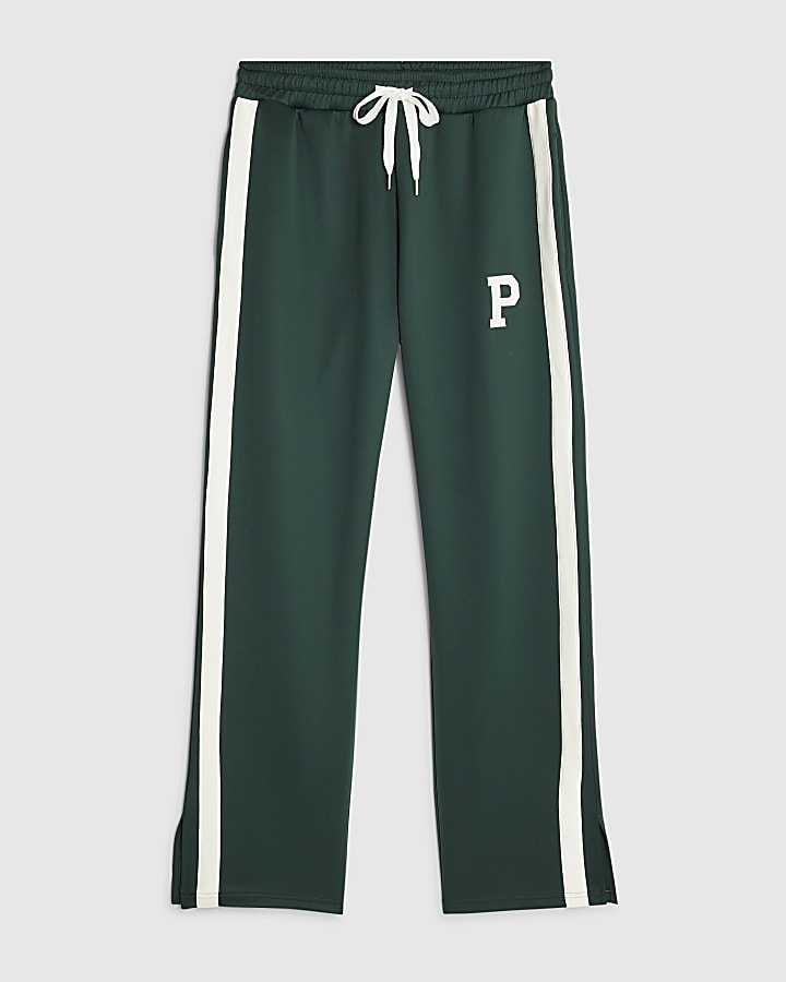 river island Green Wide Fit Twill Stripe Joggers