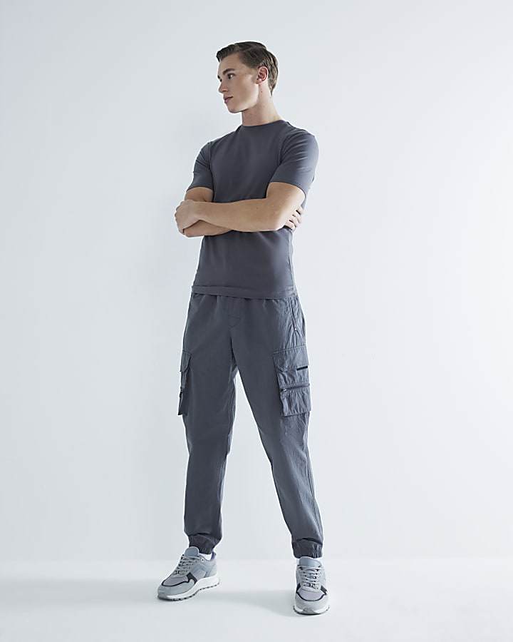 River Island Grey 3 Pack Muscle Fit T-Shirt