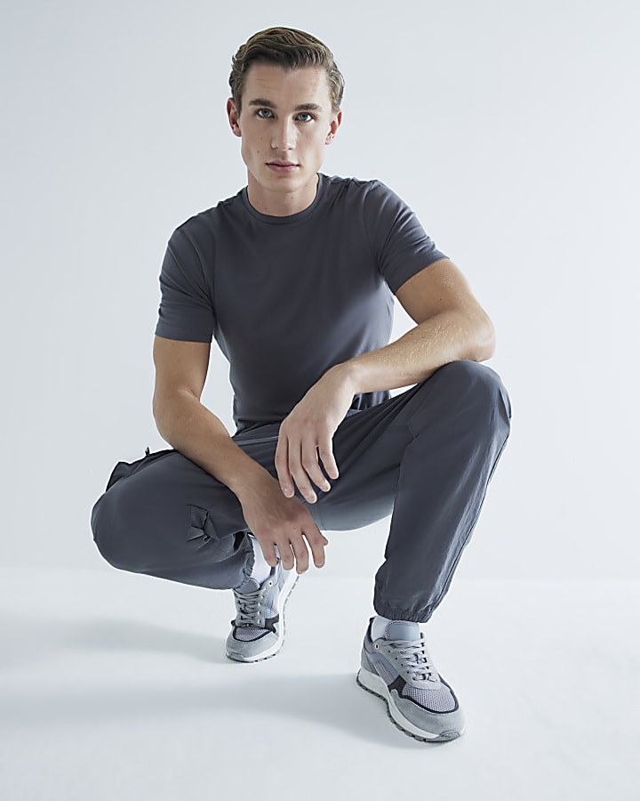 River Island Grey 3 Pack Muscle Fit T-Shirt