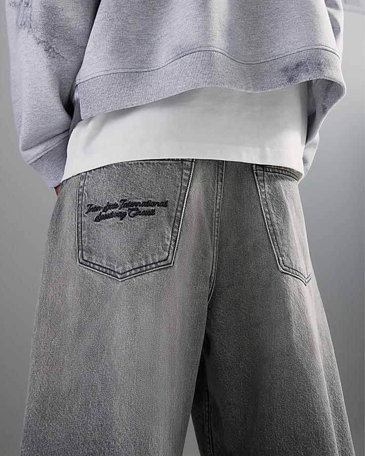 River Island Grey Baggy Fit Jeans