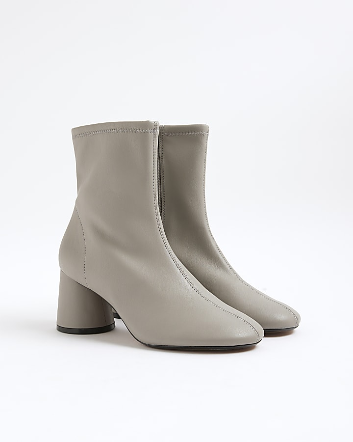 River Island Grey Block Heel Ankle Boots