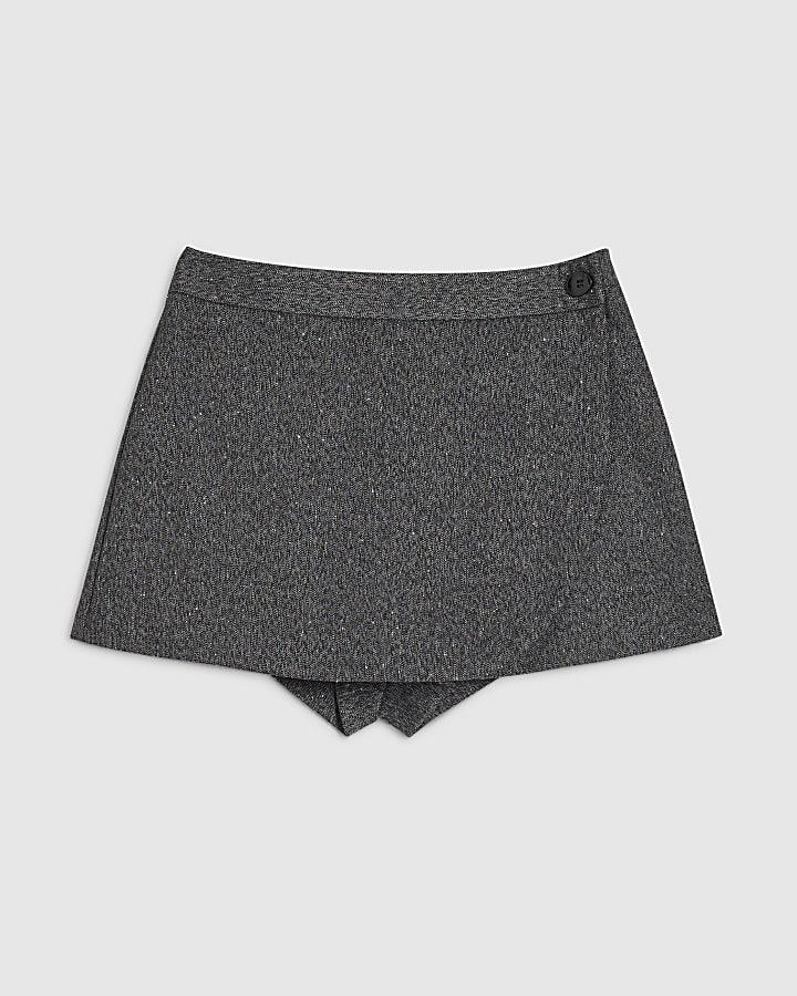 river island Grey Button Detail Wrap Skort