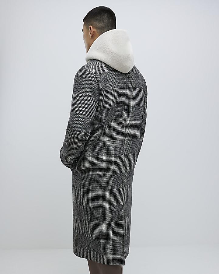 River Island Grey Check Overcoat