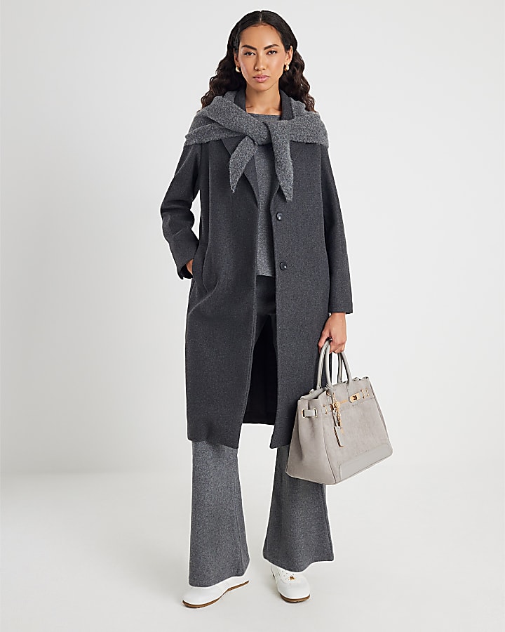 River Island Grey Cosy Kickflare Trousers