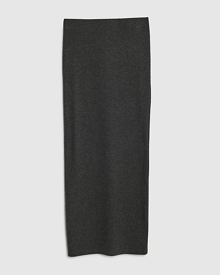river island Grey Cosy Midi Skirt