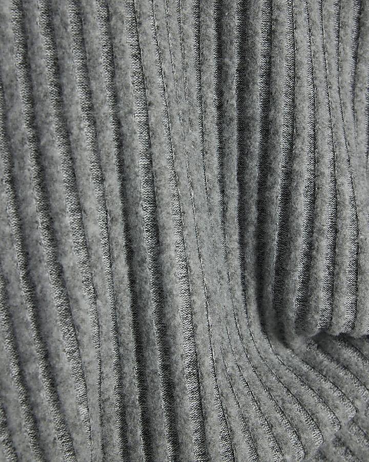 River Island Grey Cosy Ribbed Knot Side Top