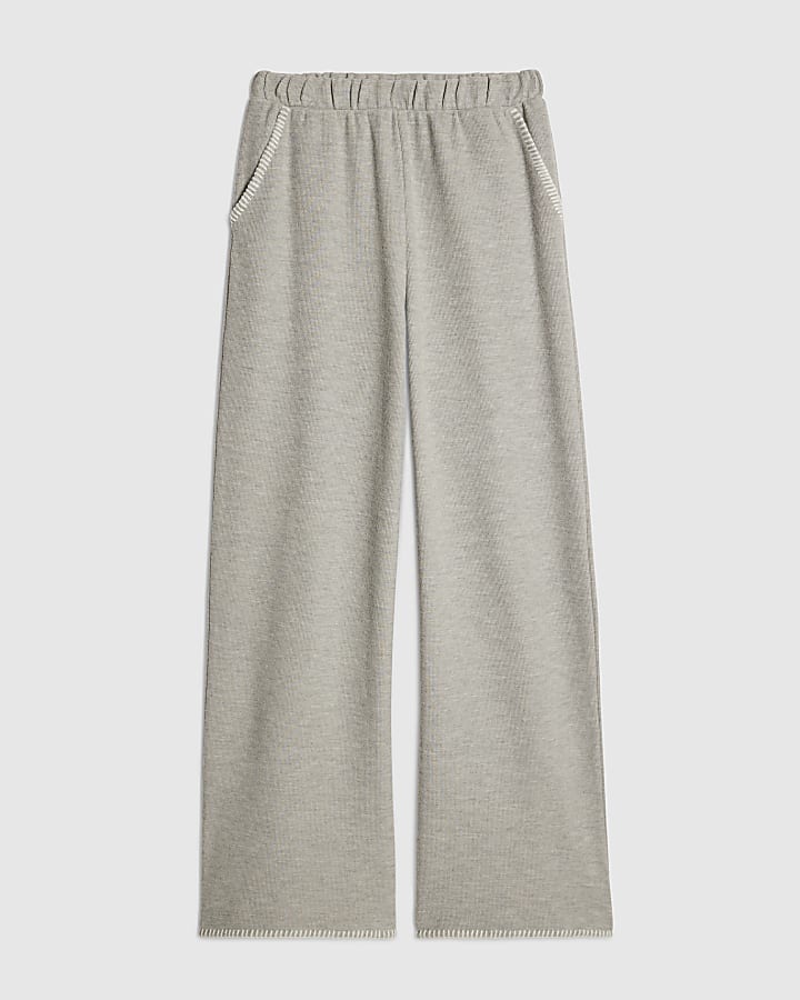 river island Grey Cosy Whipstitch Wide Leg Joggers