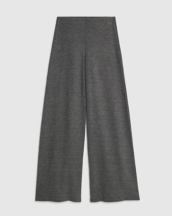 river island Grey Cosy Wide Leg Trousers