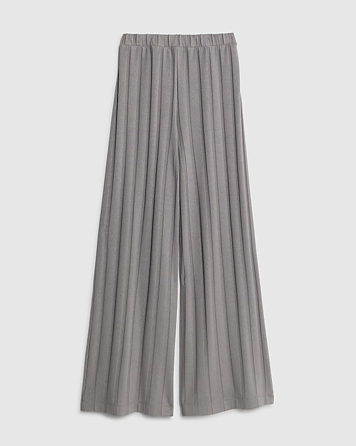 river island Grey Cosy Wide Ribbed Trousers