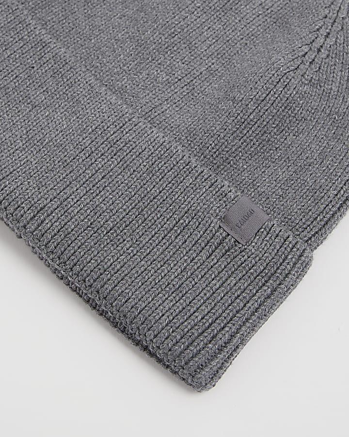 river island Grey Fisherman Beanie Hat
