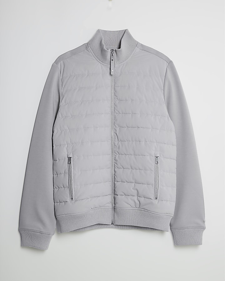 river island Grey Funnel Hybrid Jacket