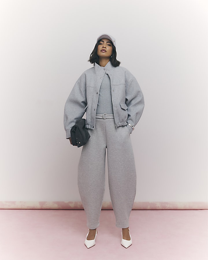 River Island Grey Funnel Neck Bomber Jacket