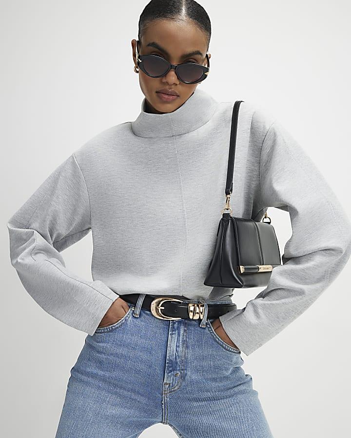 River Island Grey Funnel Neck Top