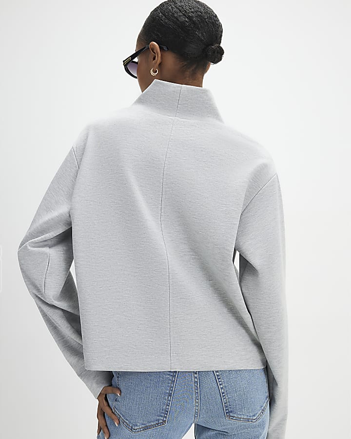 River Island Grey Funnel Neck Top