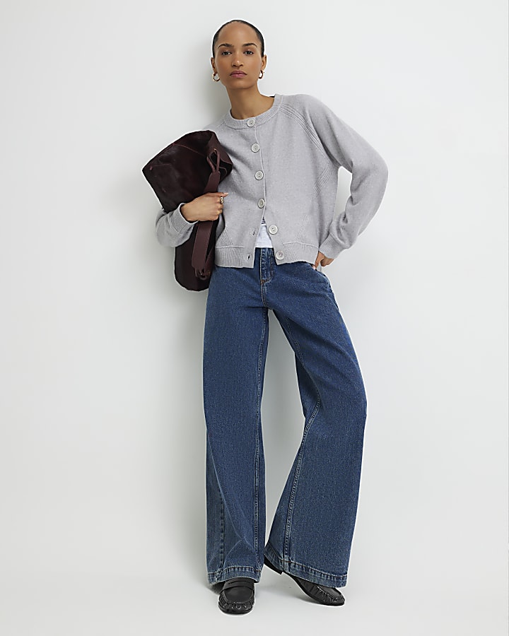 River Island Grey Knitted Long Sleeve Cardigan