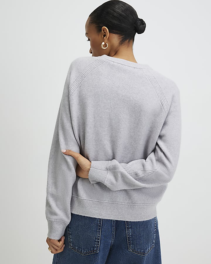 River Island Grey Knitted Long Sleeve Cardigan