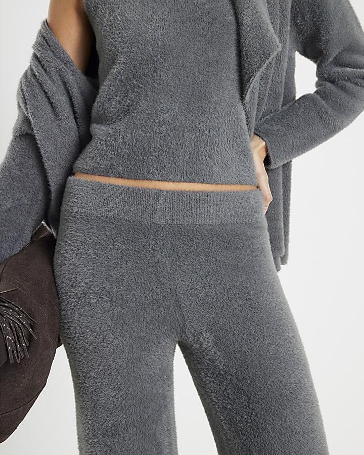 River Island Grey Knitted Wide Leg Lounge Trousers