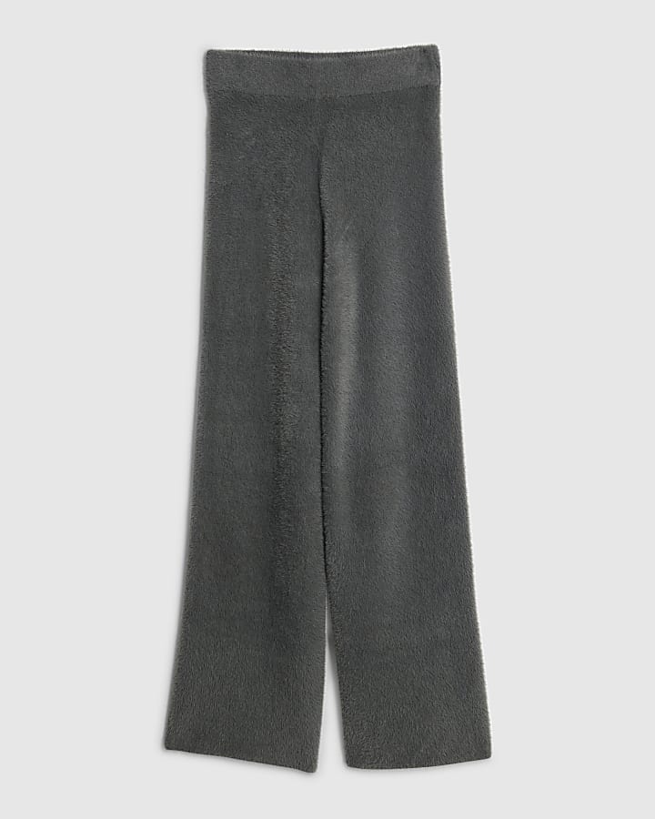 river island Grey Knitted Wide Leg Lounge Trousers
