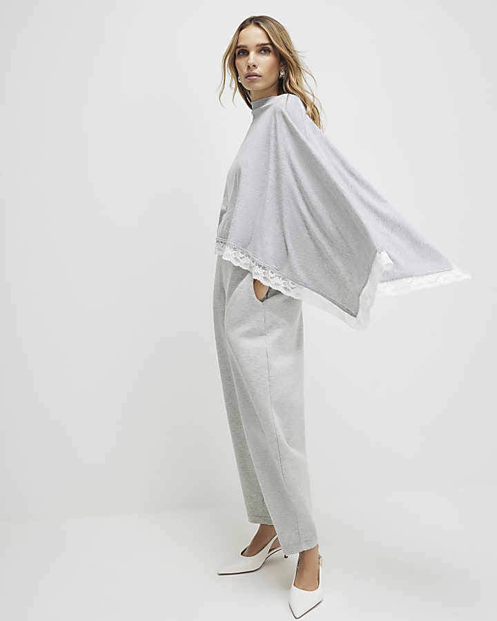 River Island Grey Lace Trim Cape