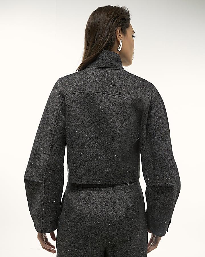 River Island Grey Long Sleeve Tie Neck Jacket
