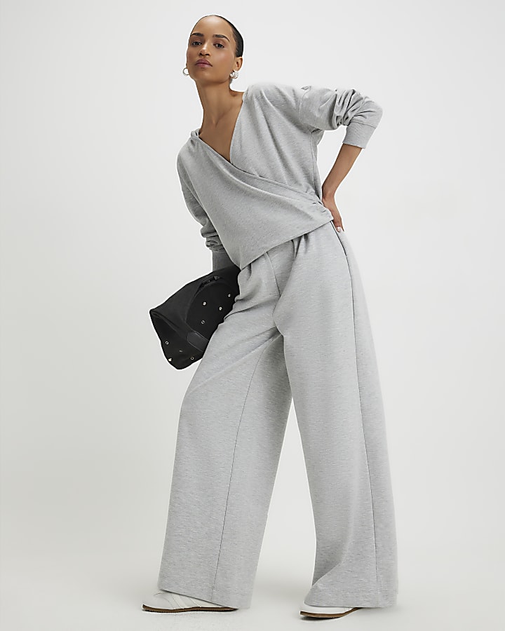 River Island Grey Long Sleeve Wrap Front Hoodie