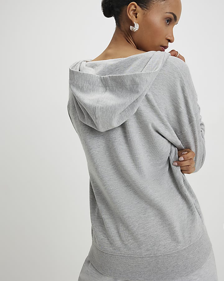 River Island Grey Long Sleeve Wrap Front Hoodie