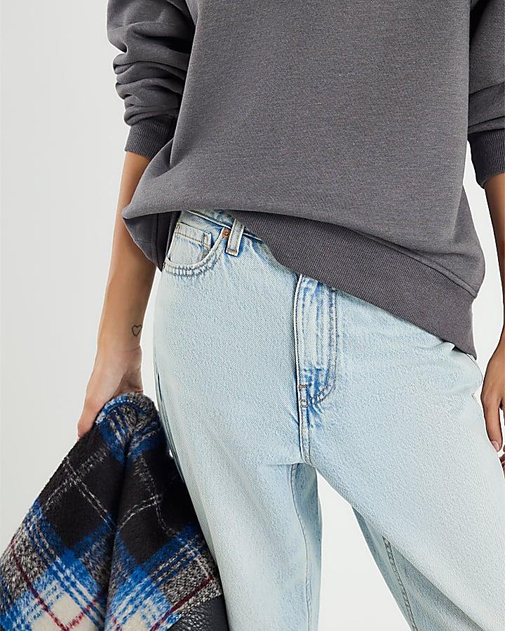 River Island Grey Long Sleeve Zip Back Sweatshirt