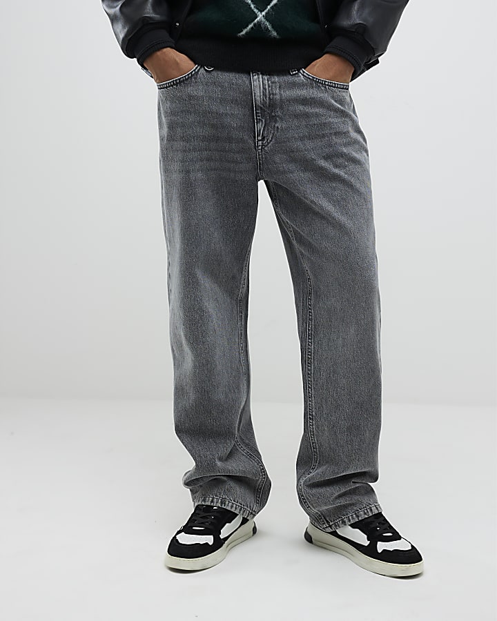 River Island Grey Loose Fit Jeans