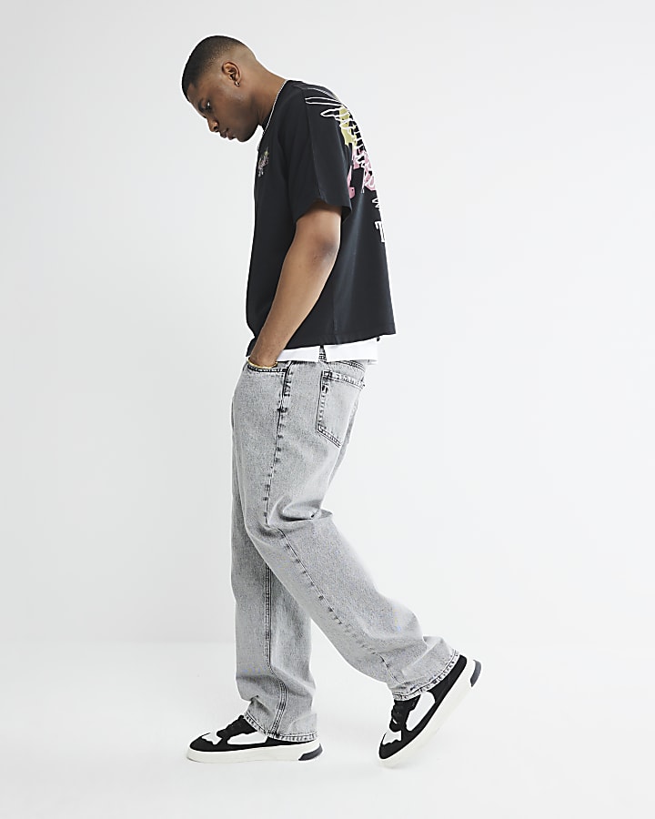 River Island Grey Loose Fit Jeans