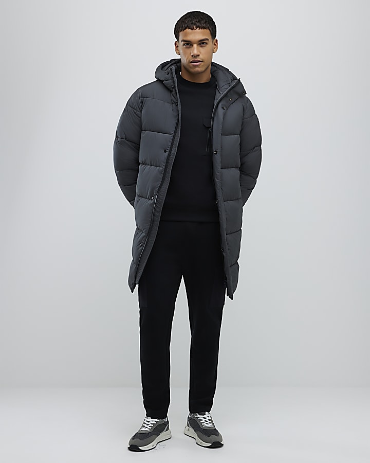 River Island Grey Mid Length Padded Puffer Jacket