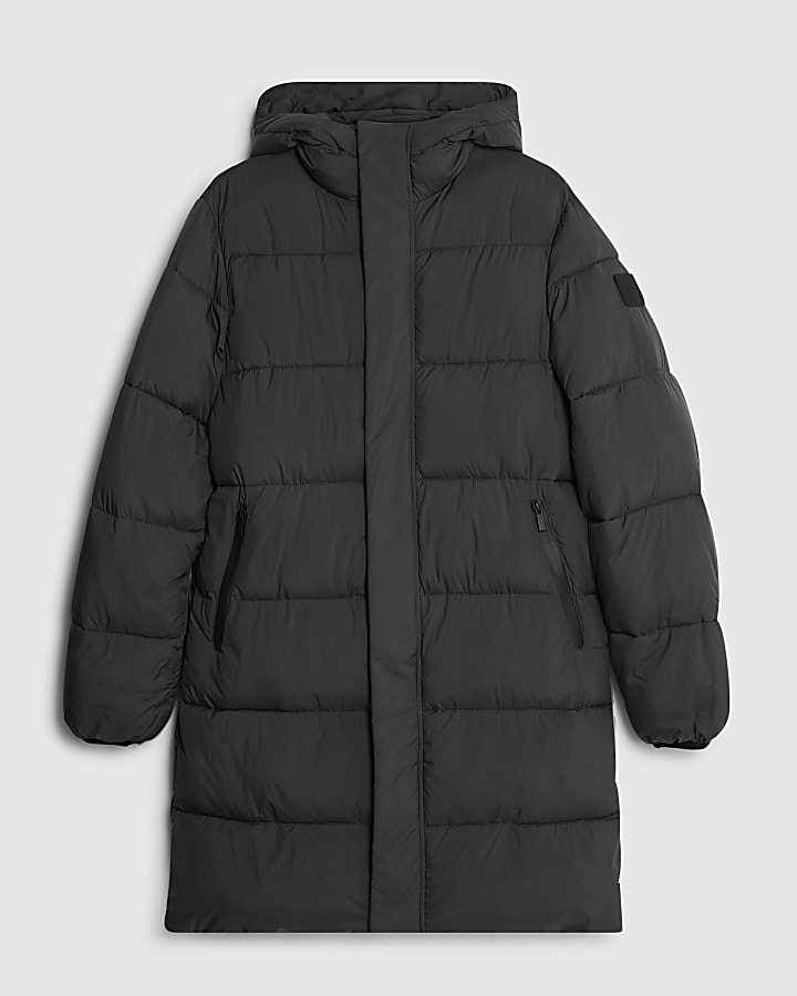 river island Grey Mid Length Padded Puffer Jacket