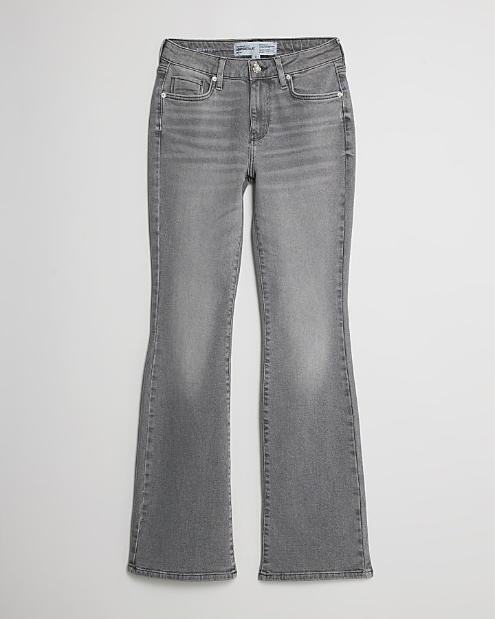 river island Grey Mid Rise Flared Jeans