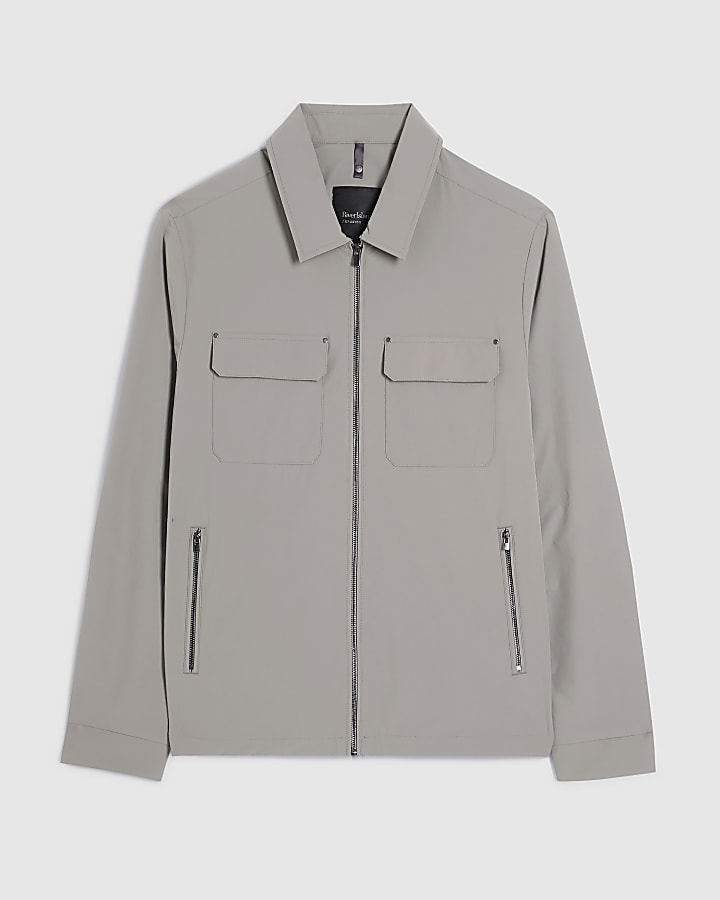 river island Grey Muscle Fit Shacket