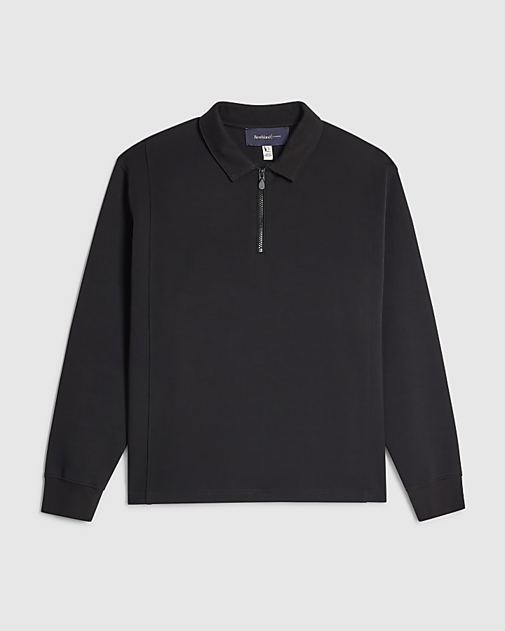 river island Grey Oversized Fit Luminis Polo Shirt