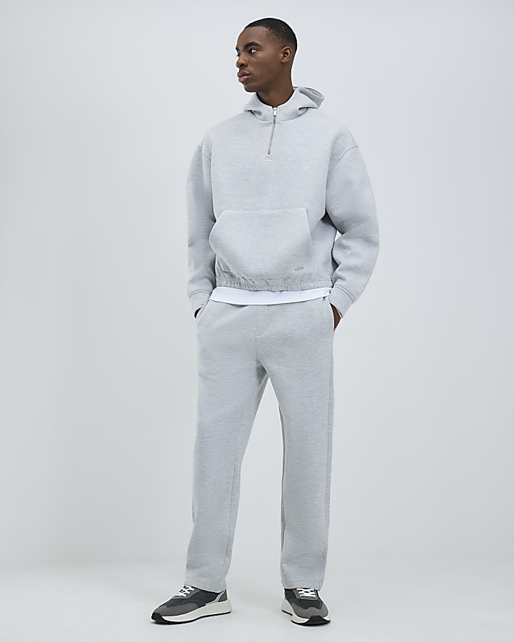 River Island Grey Oversized Fit Quarter Zip Hoodie