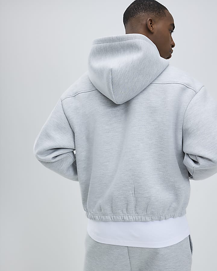 River Island Grey Oversized Fit Quarter Zip Hoodie
