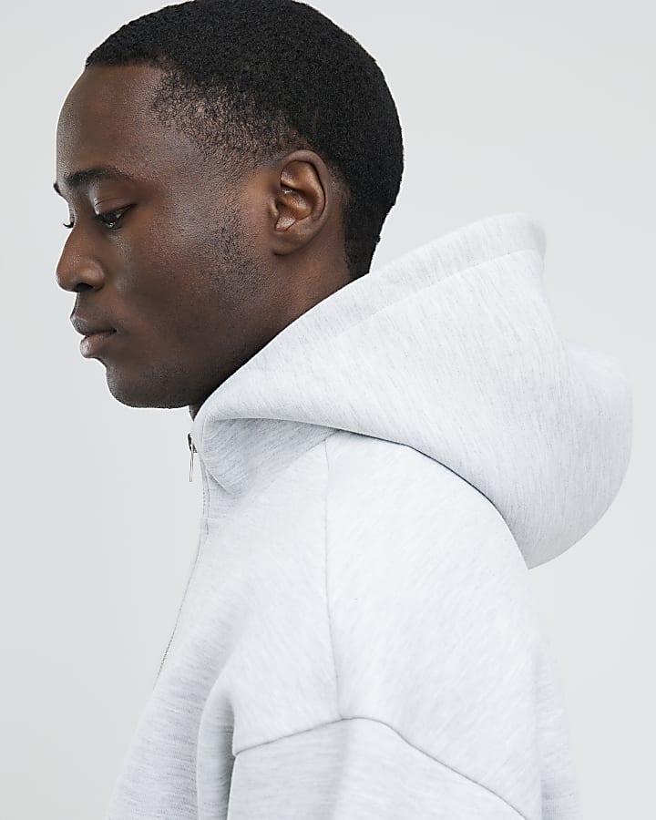 River Island Grey Oversized Fit Zip Through Hoodie
