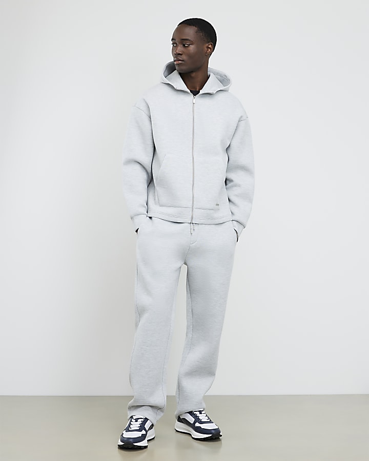 River Island Grey Oversized Fit Zip Through Hoodie
