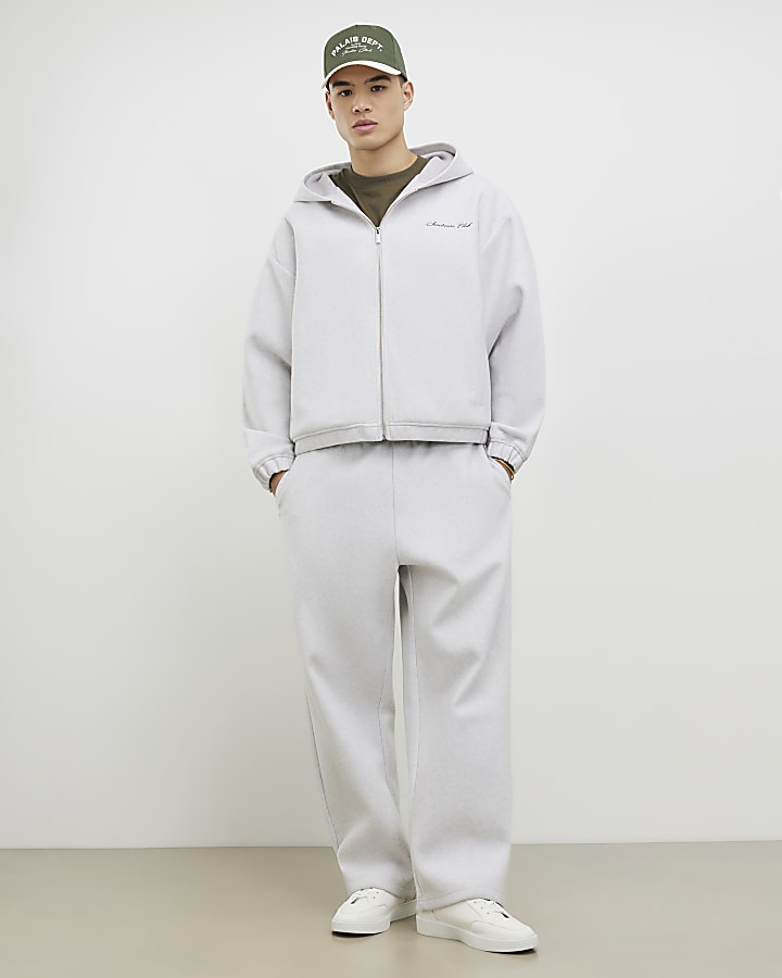 River Island Grey Oversized Fit Zip Through Hoodie