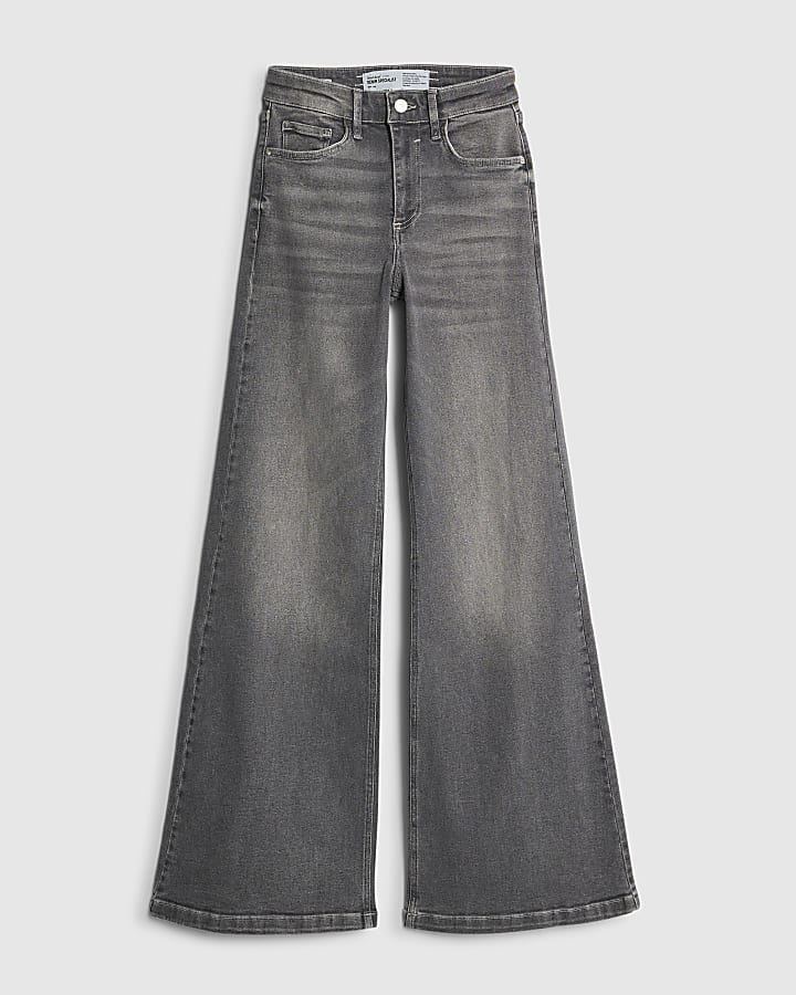 river island Grey Palazzo Wide Leg Jeans