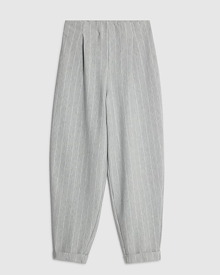river island Grey Pinstripe Tapered Leg Trousers