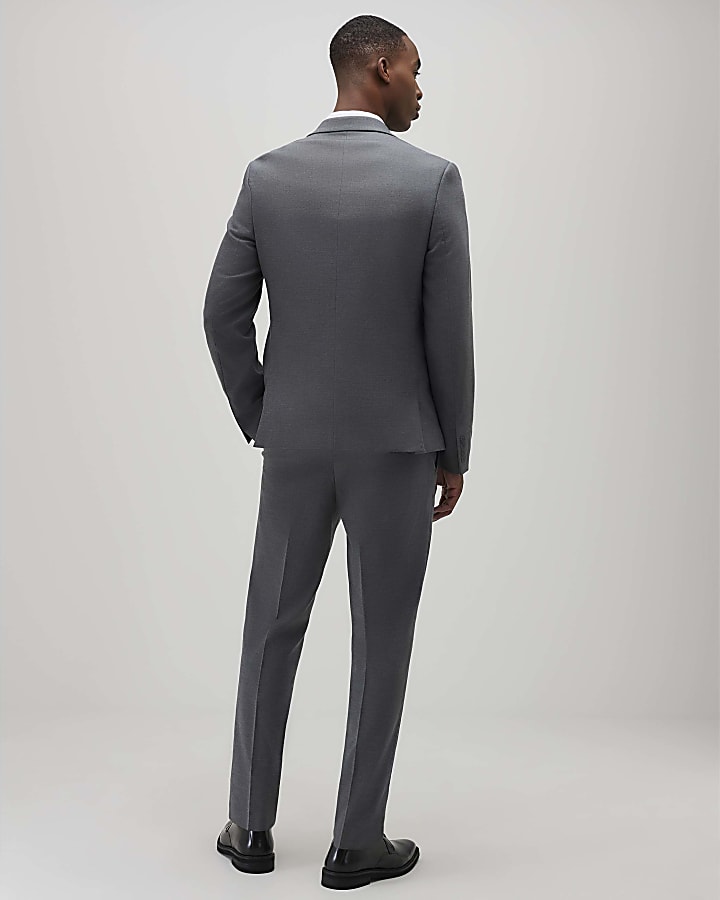River Island Grey Plain Skinny Suit Trouser