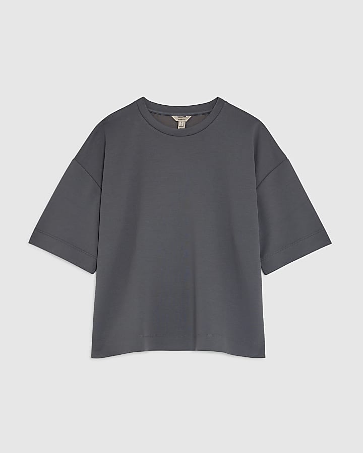 river island Grey Premium Boxy Fit T-shirt