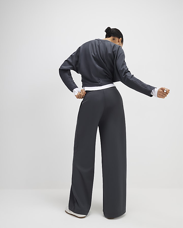 River Island Grey Premium Wide Leg Joggers