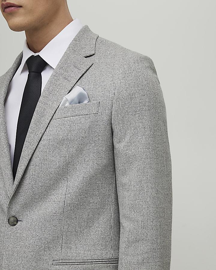 River Island Grey Puppy Tooth Skinny Suit Jacket