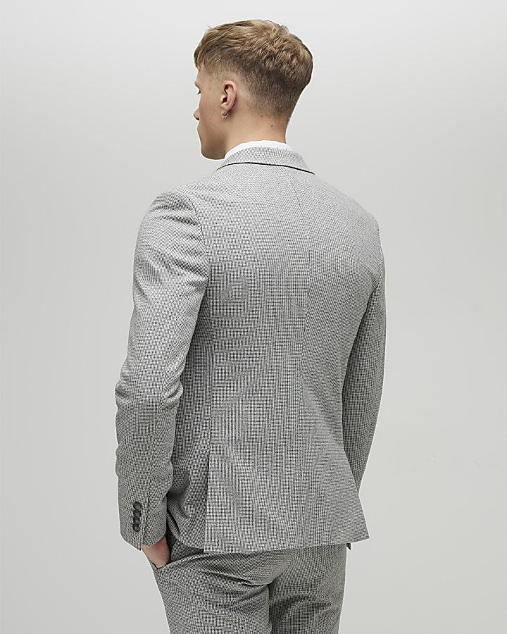 River Island Grey Puppy Tooth Skinny Suit Jacket