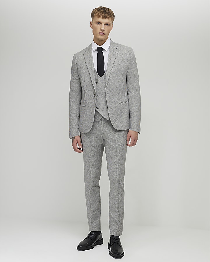 River Island Grey Pupstooth Waistcoat