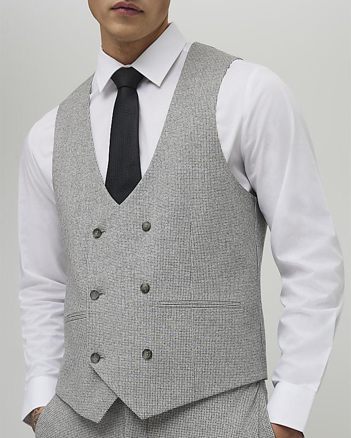 River Island Grey Pupstooth Waistcoat